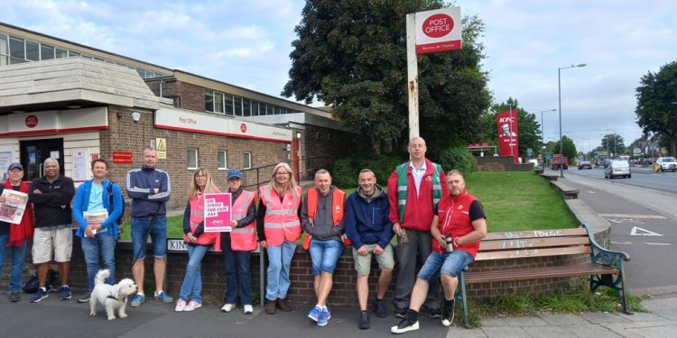 Enough Is Enough On Bury New Road as Royal Mail and BT Workers Strike